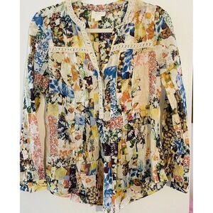 Anthropologie Maeve Floral 3/4 Button Blouse Size 2
